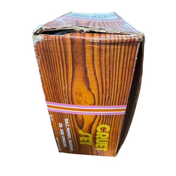 Vintage Glass & Metal Cruet Set For Salt Pepper Oil & Vinegar NO 704 PARTS ONLY - Picture 6 of 8